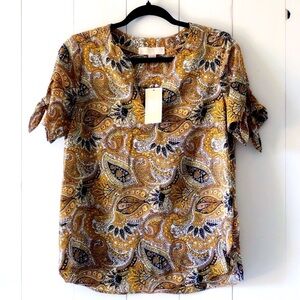 NWT MICHAEL Michael Kors Marigold Paisley Blouse Size Small